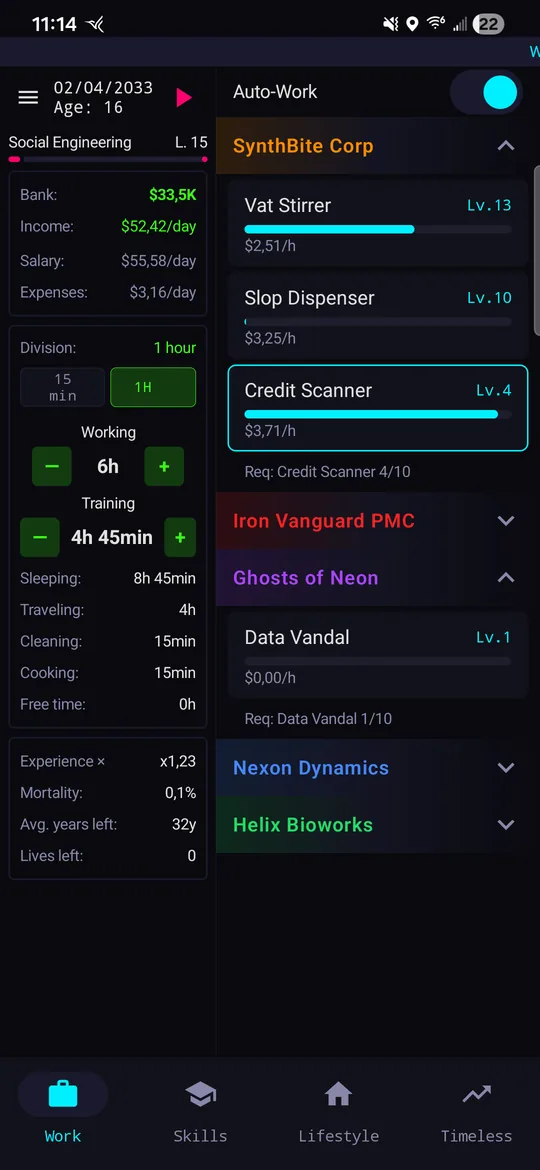Work screen — corporate career tracks