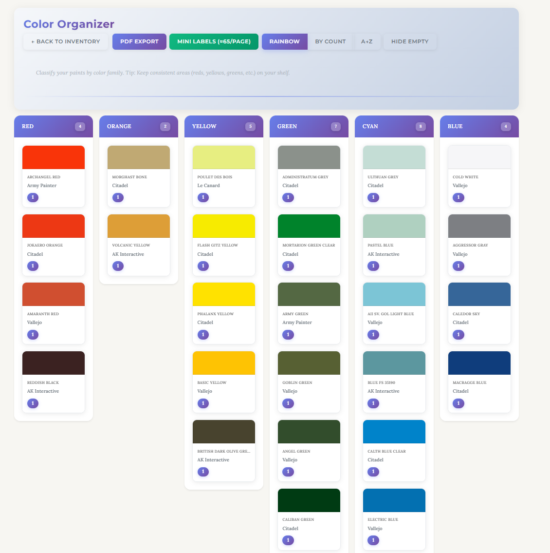 Color organization system